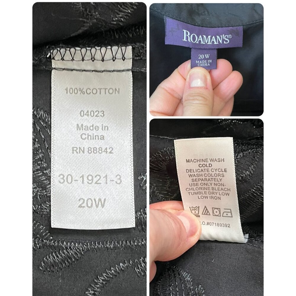 Roaman’s Black Embroidered Poplin Swing Tunic 20W NWT - Picture 8 of 8